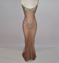 Luxurious Mermaid Crystal Beaded Hand Embroidered Corset Prom Dress