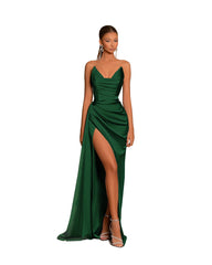 Gorgeous Sweetheart Dusty Blue Prom Dress Mermaid Long Slit With Pleats