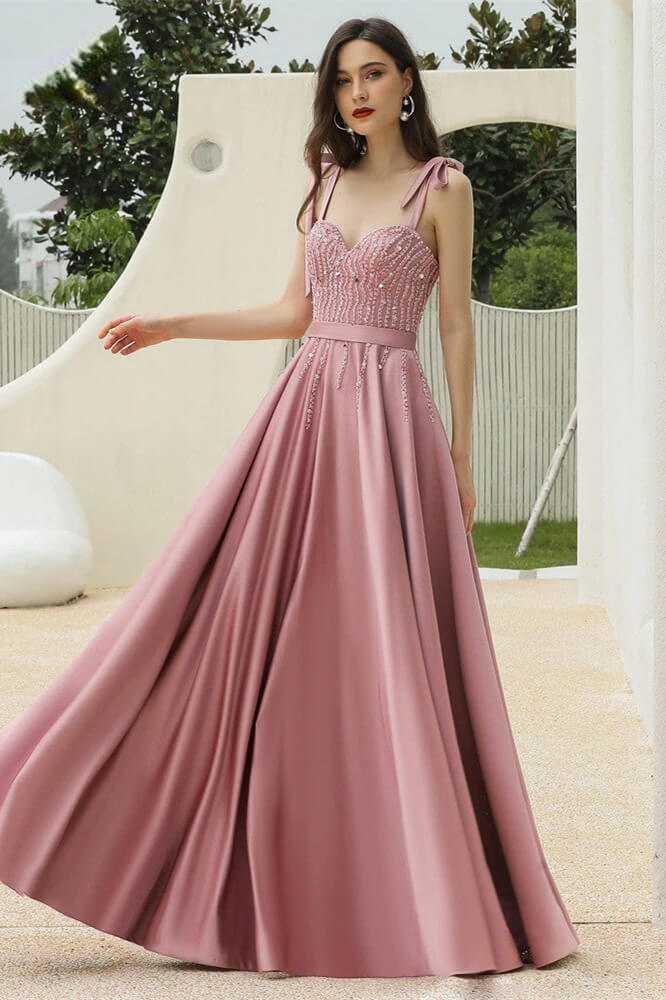Gorgeous Dusty Pink Sweetheart Prom Dresses Sleeveless ong With Beadings