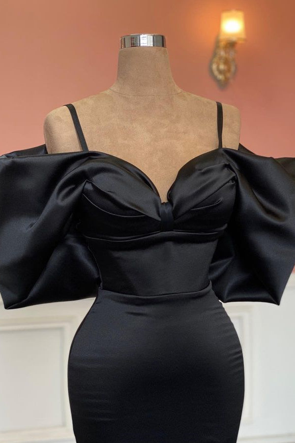 Stunning Black Off-the-Shoulder Prom Dresses Mermaid Lace-up Back