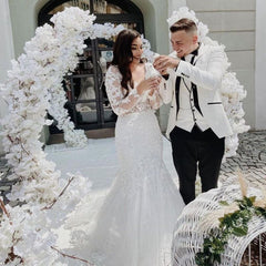 Sweetheart Lace Mermaid Wedding Dress with Long Sleeves
