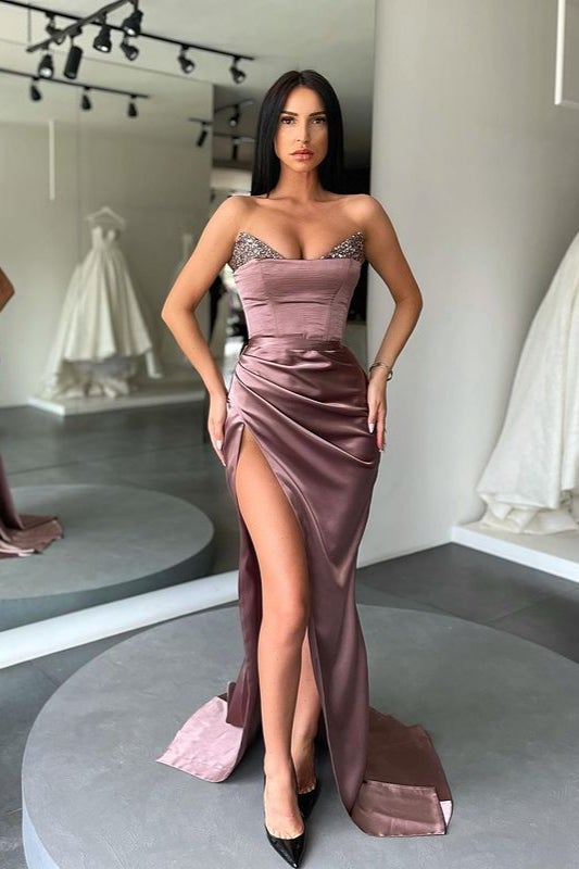 Amazing Sweetheart Mermaid Prom Dress Slit Long With Sequins