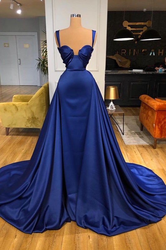 Amazing Straps Long Overskirt Prom Dress Royal Blue Online