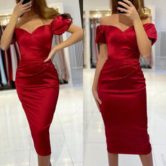 Burgundy Off-the-Shouder Short Prom Dress