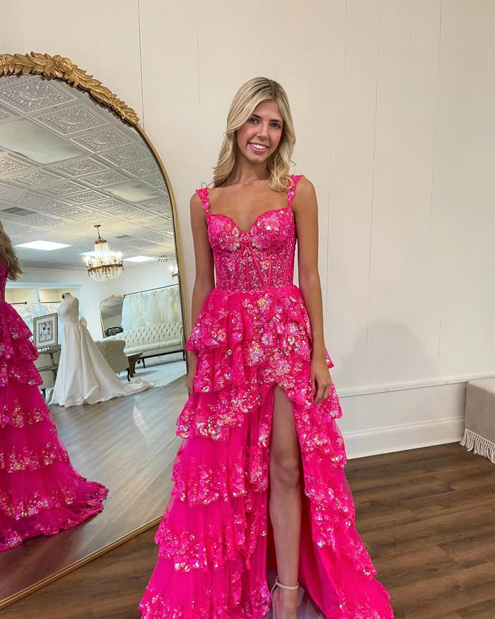 Regency Halter Neck Scoop A Line Tulle Prom Dress with Slit