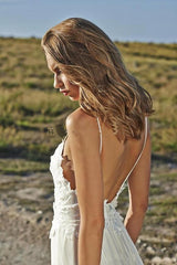 Beach Wedding Dress with Spaghetti Straps and Lace