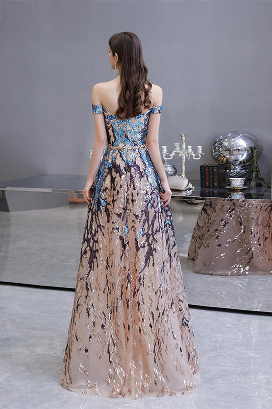 New Arrival Off-the-Shoulder Sequins Prom Dress Long A-Line On Sale