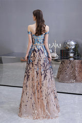 New Arrival Off-the-Shoulder Sequins Prom Dress Long A-Line On Sale