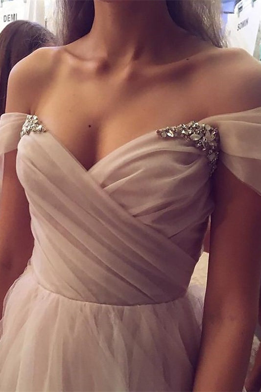Stunning Off-the-Shoulder Tulle Prom Dress Sweetheart