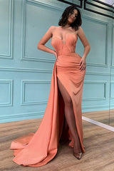 Fabulous Sweetheart Ruched Mermaid Prom Dress Long Slit With Ruffle