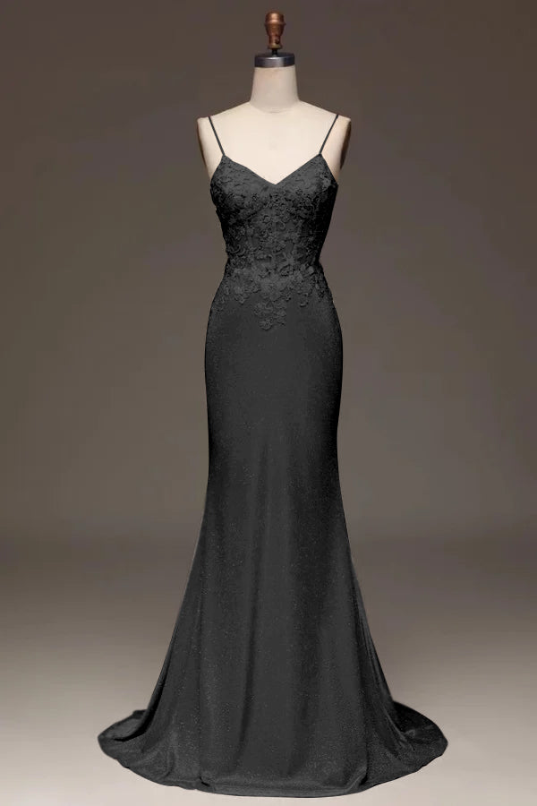 Applique Pink Spaghetti Strap Prom Dress Sleeveless Dress