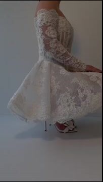 Elegant Off-The-Shoulder Short Wedding Gown With Long Sleeves