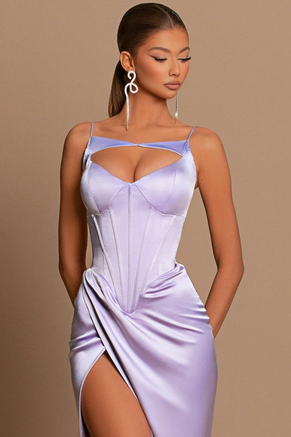 Modest Light Lilac Sleeveless Prom Dress Mermaid Long With Slit Online