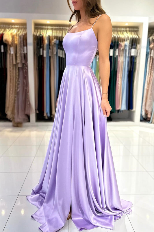 Gorgeous Lilac Spaghetti-Straps A-line Prom Dress Sleeveless On Sale