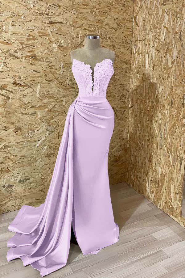  Sleeveless Mermaid Prom Dress Split with Appliques