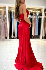 Gorgeous Red Sweetheart Mermaid Prom Dress Pleats With Split Ruffles