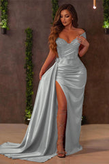 Red Long Ruffle Mermaid Split Prom Dress Sequins With Sweetheart