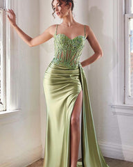 Blue Amazing Chic Strapless Sleeveless Prom Dress With High Slit |