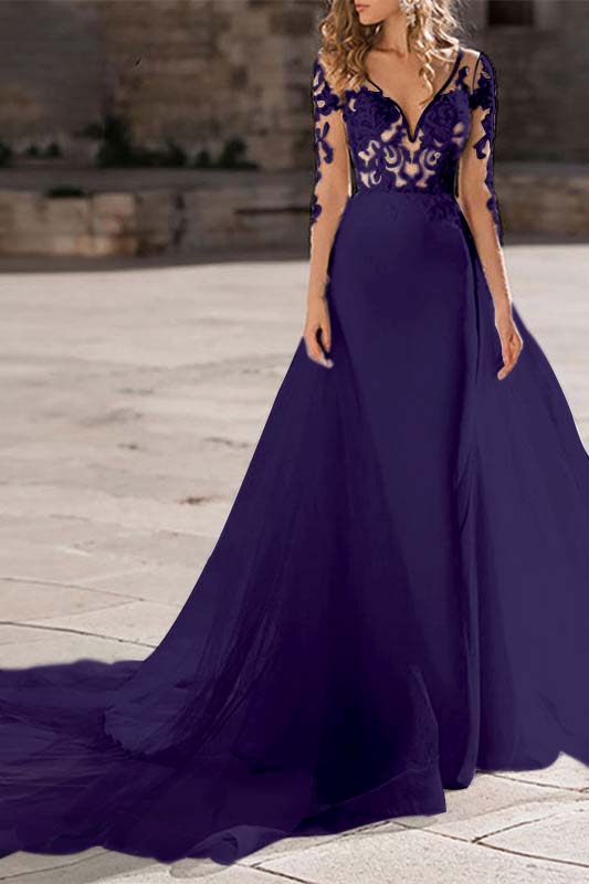 Mermaid Wedding Gown with Long Lace Sleeves