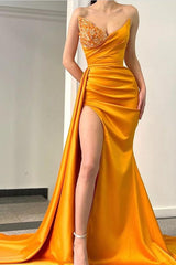 Classic Sweetheart Mermaid Long Prom Dress Slit With Appliques Sequins