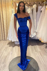 Modest Off-the-Shoulder Royal Blue Prom Dress Mermaid Long Online