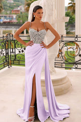 Sage Green Prom Dress Spaghetti Strap Dress With Beads Sleeveless