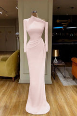 Elegant White Long Sleeve Mermaid Prom Dress