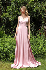 Chic Lilac Spaghetti-Straps Prom Dress V-Neck Sleeveless Long