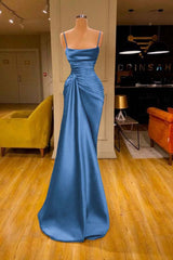  Cabernet Spaghetti-Strap Mermaid Prom Dress with Ruffles