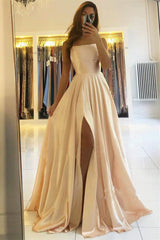 Gorgeous Spaghetti-Straps Long Prom Dress With Slit