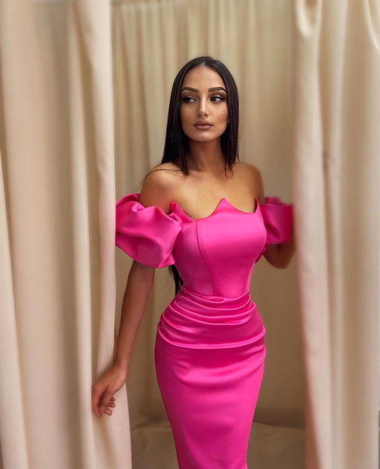 Classic Off-the-Shoulder Fuchsia Prom Dress Mermaid Long