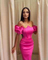 Classic Off-the-Shoulder Fuchsia Prom Dress Mermaid Long