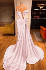  Off-the-Shoulder Mermaid Prom Dress Long Beadings with High Split