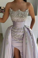 RjerStore Empire Sleeveless Sash Beads Sweep Train Formal Dresses With Split