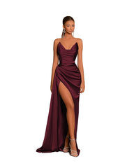 Gorgeous Sweetheart Dusty Blue Prom Dress Mermaid Long Slit With Pleats