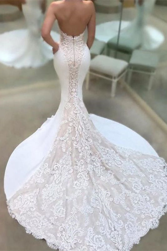 New Arrival Sweetheart Mermaid Bridal Gown with Lace Appliques