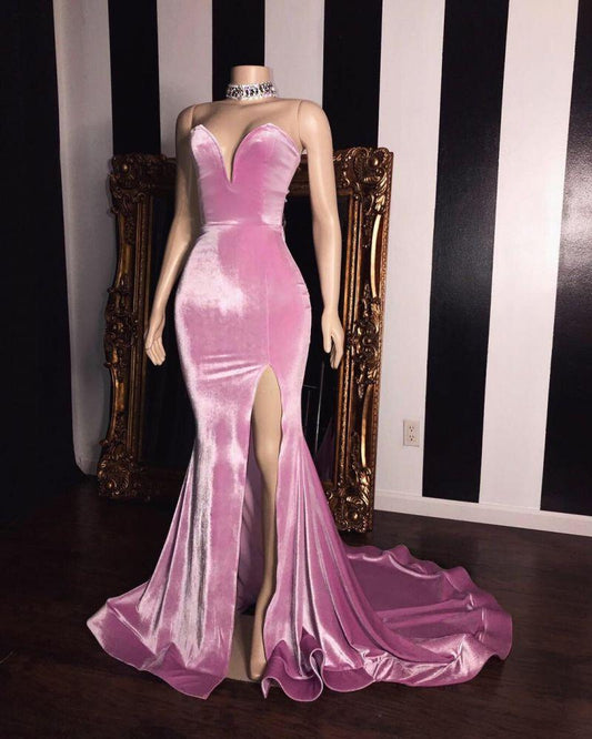 Sweetheart Mermaid Split Prom Dress Long Sleevesless