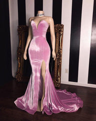 Sweetheart Mermaid Split Prom Dress Long Sleevesless