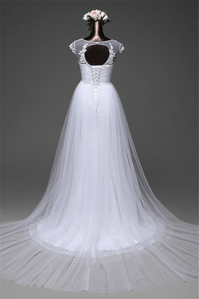 Elegant Mermaid Wedding Gown with Long Lace and Tulle Overskirt