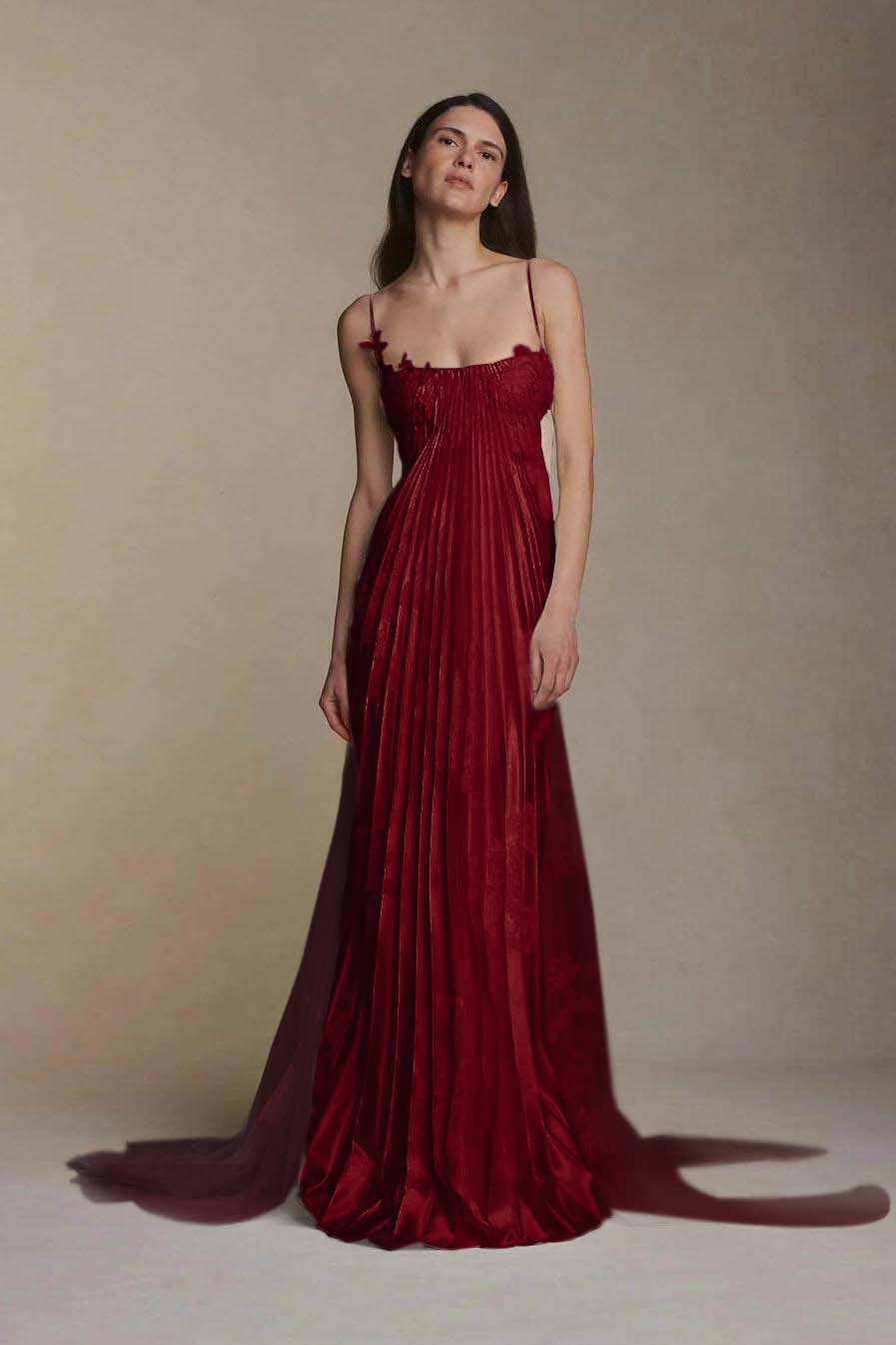 Gorgeous Ivory Appliqued Pleated Satin Backless Prom Dress