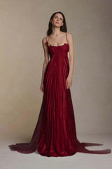 Gorgeous Ivory Appliqued Pleated Satin Backless Prom Dress