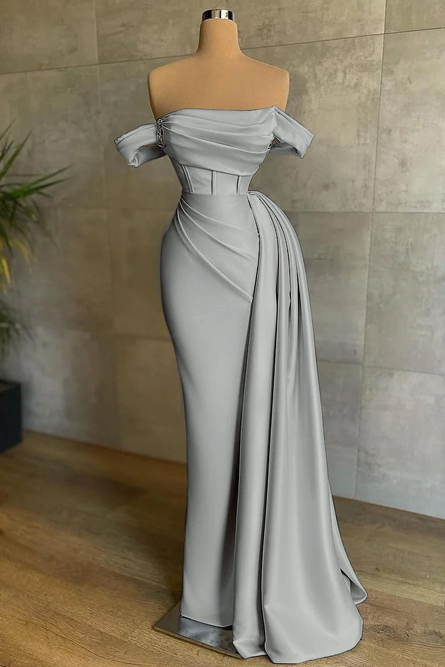 Beautiful White Mermaid Prom Dress Off the Shoulder Pleated