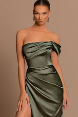 Gorgeous Off-the-Shoulder Mermaid Long Prom Dress Slit With Pleats Online