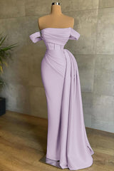 Beautiful White Mermaid Prom Dress Off the Shoulder Pleated