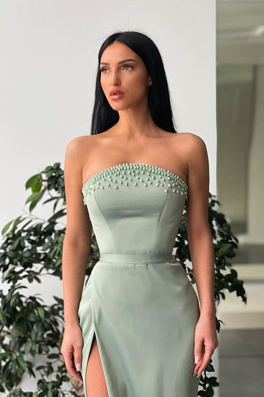 Gorgeous Strapless Long Mermaid Prom Dress With Slit