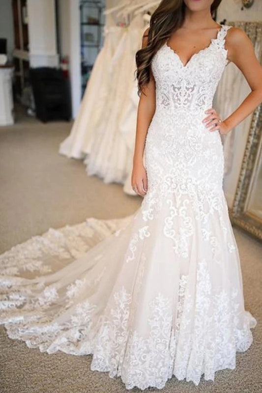 Elegant Sweetheart Mermaid Wedding Gowns with Appliques