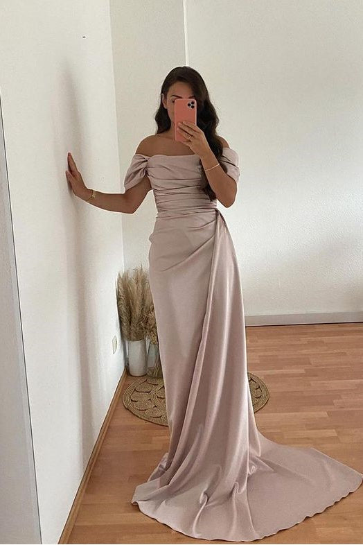 Classy Off-the-Shoulder Mermaid Long Prom Dress With Ruffles