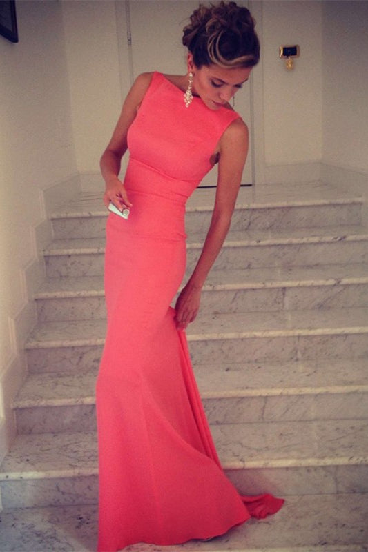 Chic Open Back Mermaid Prom Dress Long Online