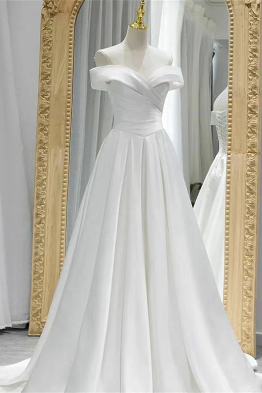 Gorgeous White Off-the-Shoulder Sweetheart Evening Dress A-Line with Lace-Up