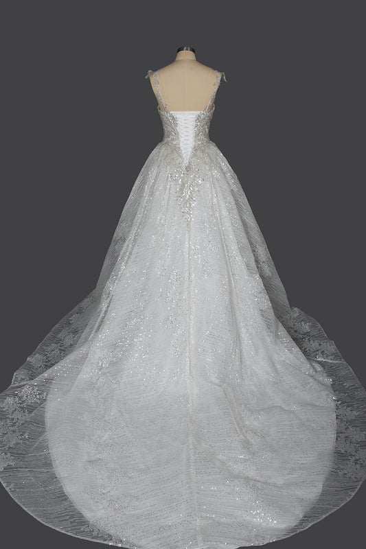 Elegant Sweetheart Ball Gown with Pleated Straps and Sequins